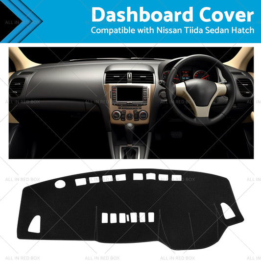 Non-Slip Dash Mat SuitableFor Nissan Tiida ST ST-L Ti Q 06-13 Dashboard Black-0