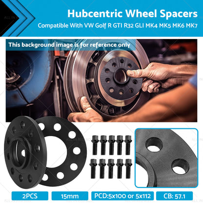 2X 15mmh Hubcentric Wheel Spacers 5x112 Suitable For VW Golf GTI R R32 MK4-MK7-0