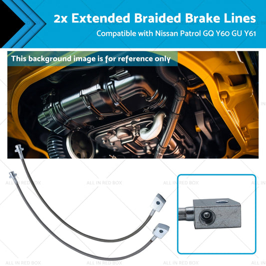 2x Extended Braided Brake Lines Suitablefor Nissan Patrol GU Y61 GQ Y60 2-6inchLift-0