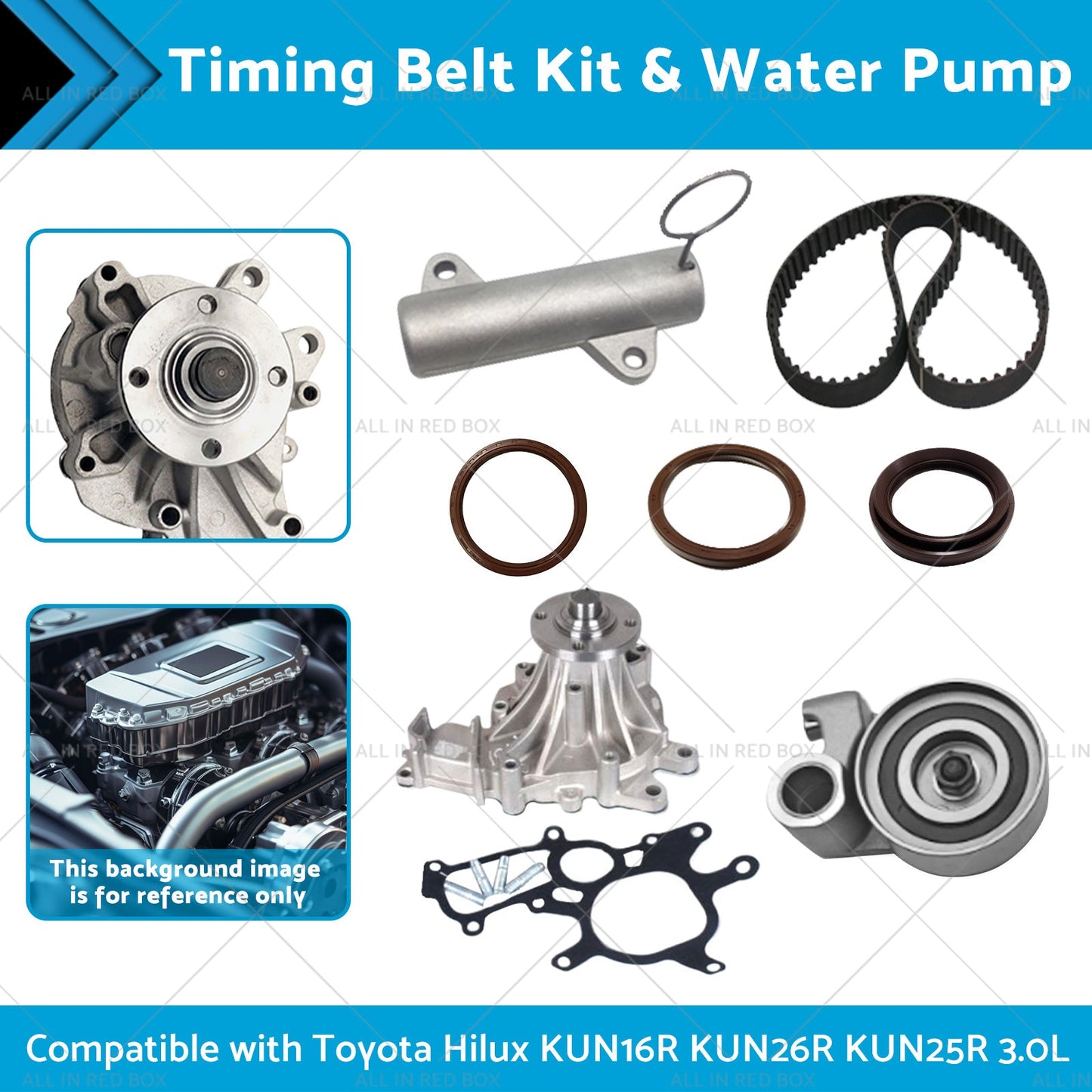 Timing Belt Kit and Water Pump Suitable for Toyota Hilux KUN16R KUN26R 3. 0L 05-17