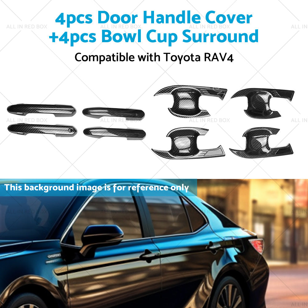 Carbon Fiber Door Handle Cover  Surrounds For Toyota RAV4 Hybrid Edge 2019-2023-4
