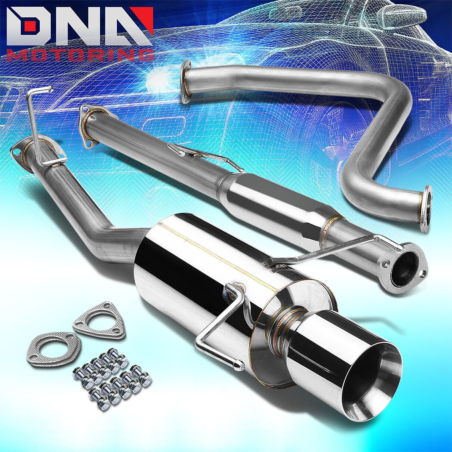 4"ROLLED TIP STAINLESS STEEL EXHAUST CATBACK SYSTEM for 97-01 PRELUDE H22A4 BB6