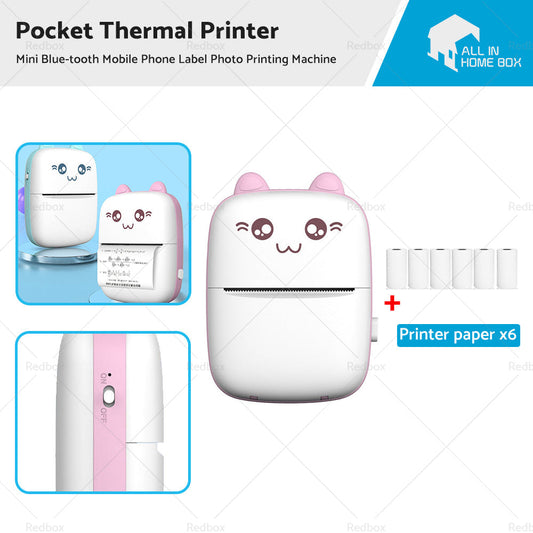 Pocket Thermal Printer Mini Blue-tooth Mobile Phone Label Photo Printing Machine-0