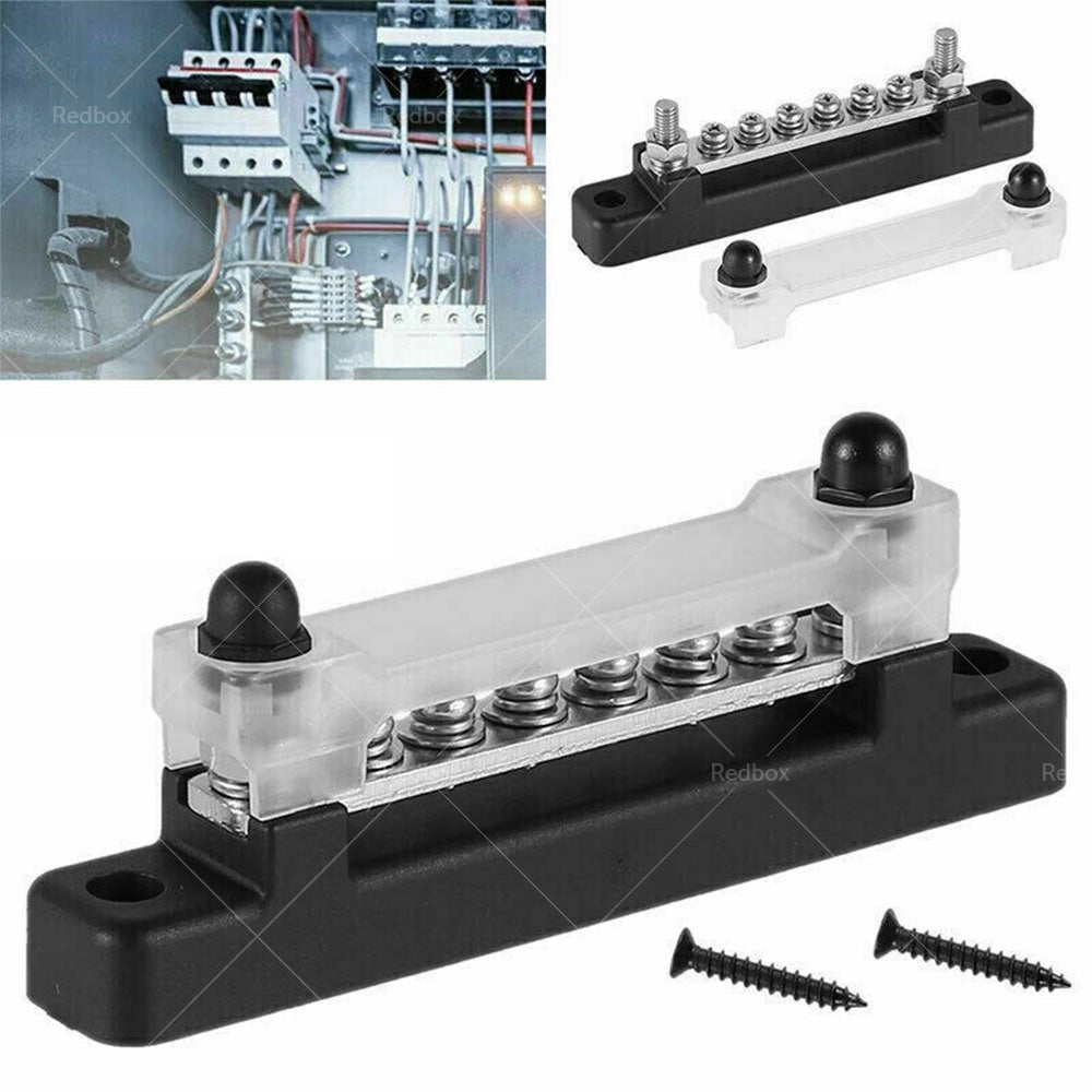1 Red  and  1 black Bus Bar Power Distribution Terminal Block 6 Way 12V 150A Rated-2