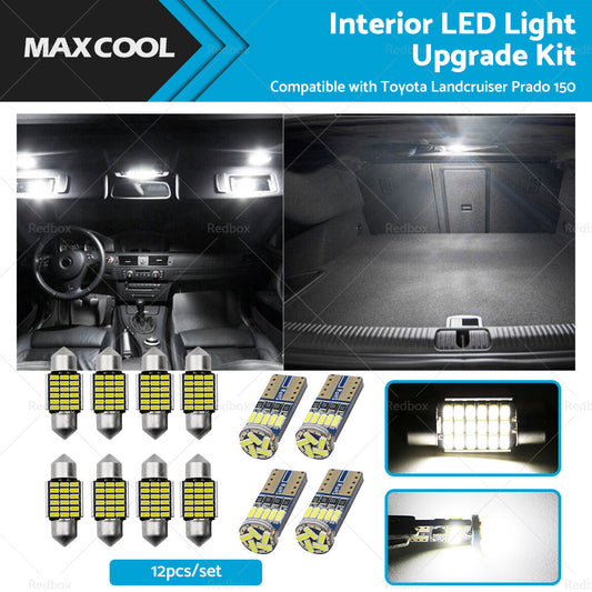 12Pcs Interior LED Light Upgrade Kit Suitable For Toyota Landcruiser Prado 150-0