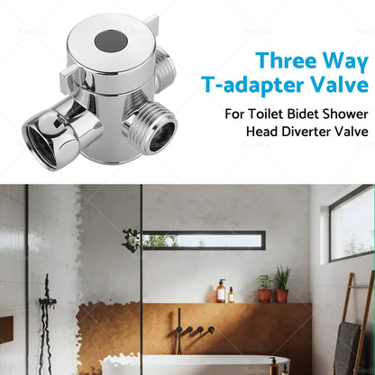 1 2 in Three Way T-adapter Valve For Toilet Bidet Shower Head Diverter Valve-3
