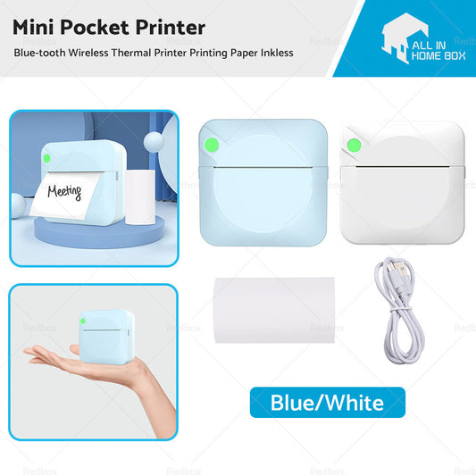 Mini Pocket Printer Blue-tooth Wireless Thermal Printer Printing Paper Inkless-0