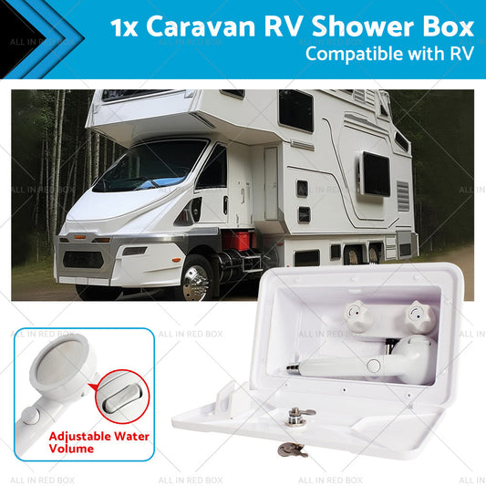 1 Set External RV Caravan Shower Box Exterior Faucet Camper Trailer Boat White-0