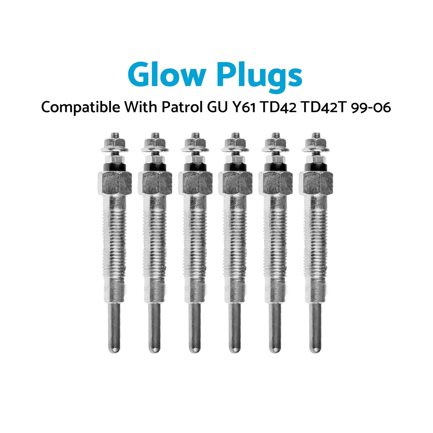 Glow Plug X6 Suitable for Nissan Patrol GU Y61 TD42 TD42T 4.2L 99-06 11065-G2400-1