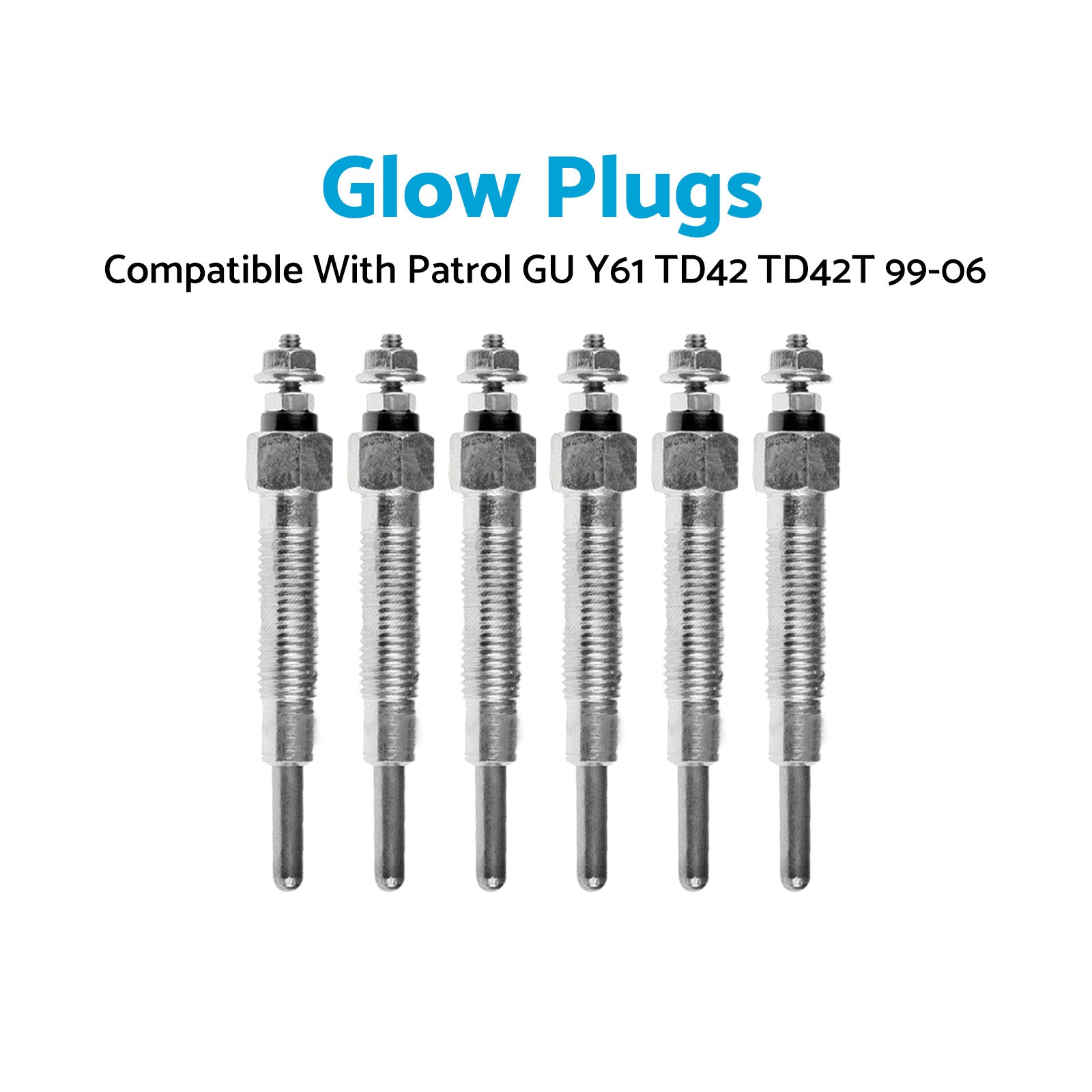 Glow Plug X6 Suitable for Nissan Patrol GU Y61 TD42 TD42T 4.2L 99-06 11065-G2400-1