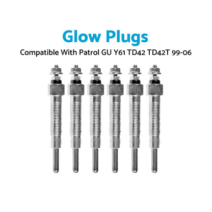 Glow Plug X6 Suitable for Nissan Patrol GU Y61 TD42 TD42T 4.2L 99-06 11065-G2400-1