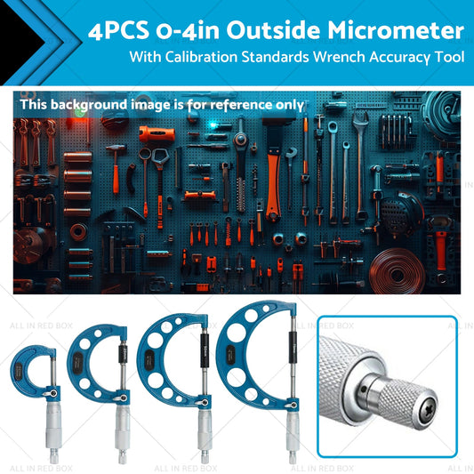 0-4in Outside Micrometer Set With Calibration Standards Wrench Accuracy Tool-0
