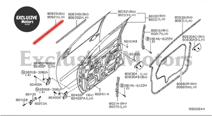 Door Belt Line Weatherstrip Rubber Seal (x4) for Nissan Navara D40(2005-2014)