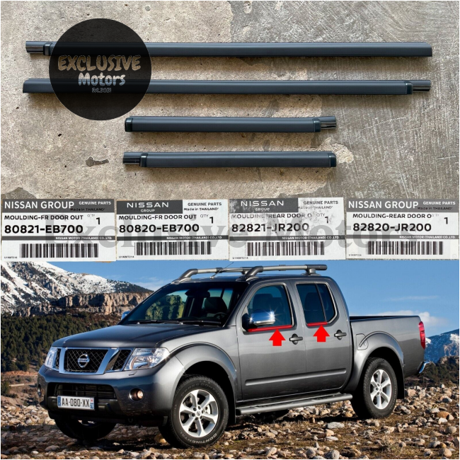 Door Belt Line Weatherstrip Rubber Seal (x4) for Nissan Navara D40(2005-2014)