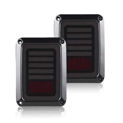 Smoked Black LED Tail Lights Rear Lamp Fits for Jeep Wrangler JK 2007-2017-0