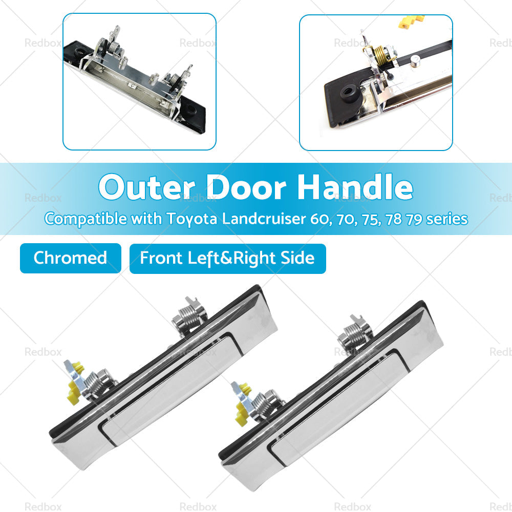 PAIR Chrome Door Handles Suitable for Toyota Landcruiser 60 70 75 78 79 80-07-2