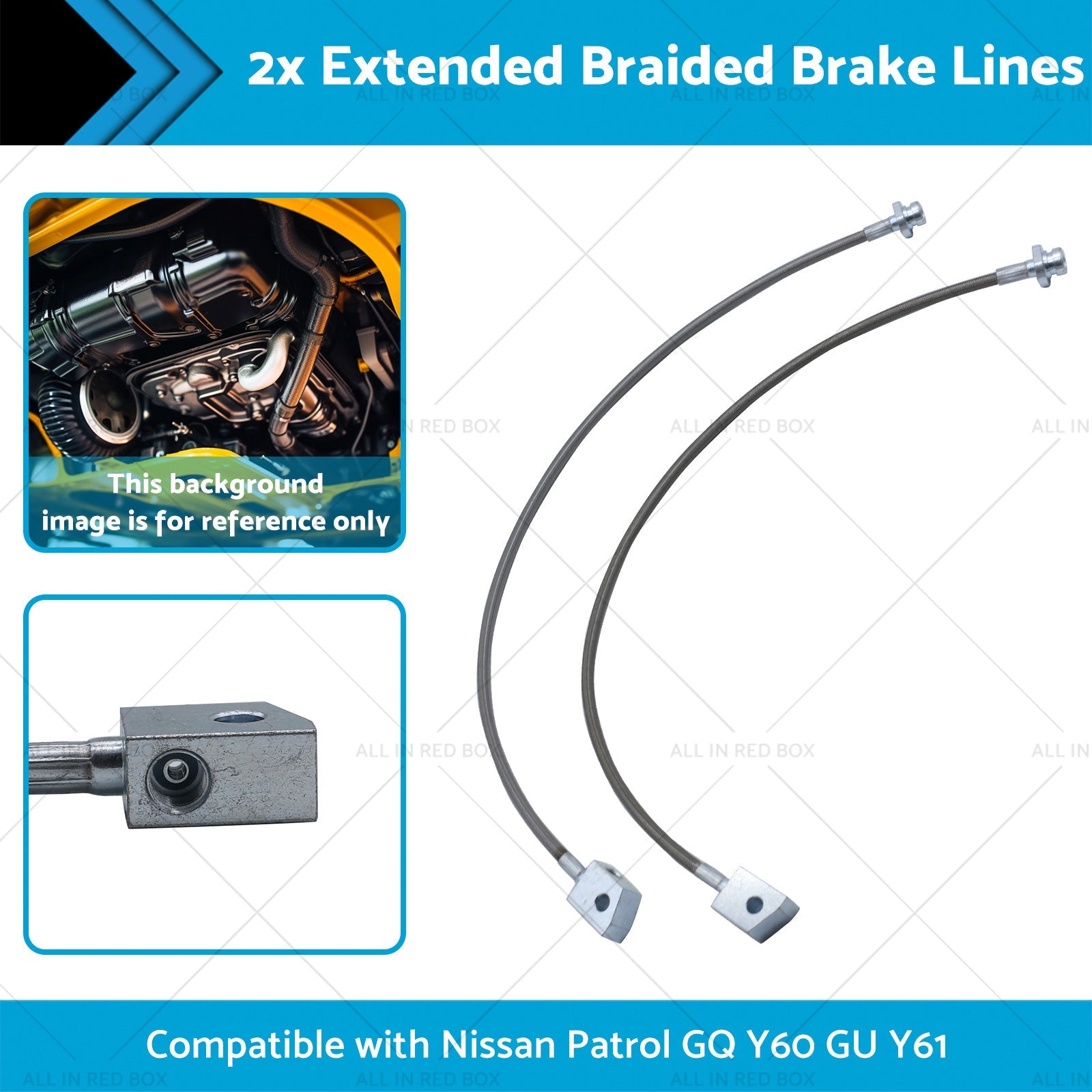 2x Extended Braided Brake Lines Suitablefor Nissan Patrol GU Y61 GQ Y60 2-6inchLift-1