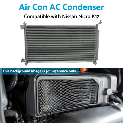 Air Con AC Condenser Suitable for Nissan Micra K12 07/2007-08/2010 650mm 16mm-4