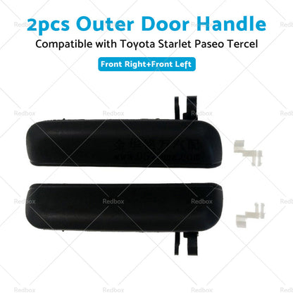 Pair LHRH FRONT Outer Door Handle Suitable For Toyota Starlet EP91 96~99 Black