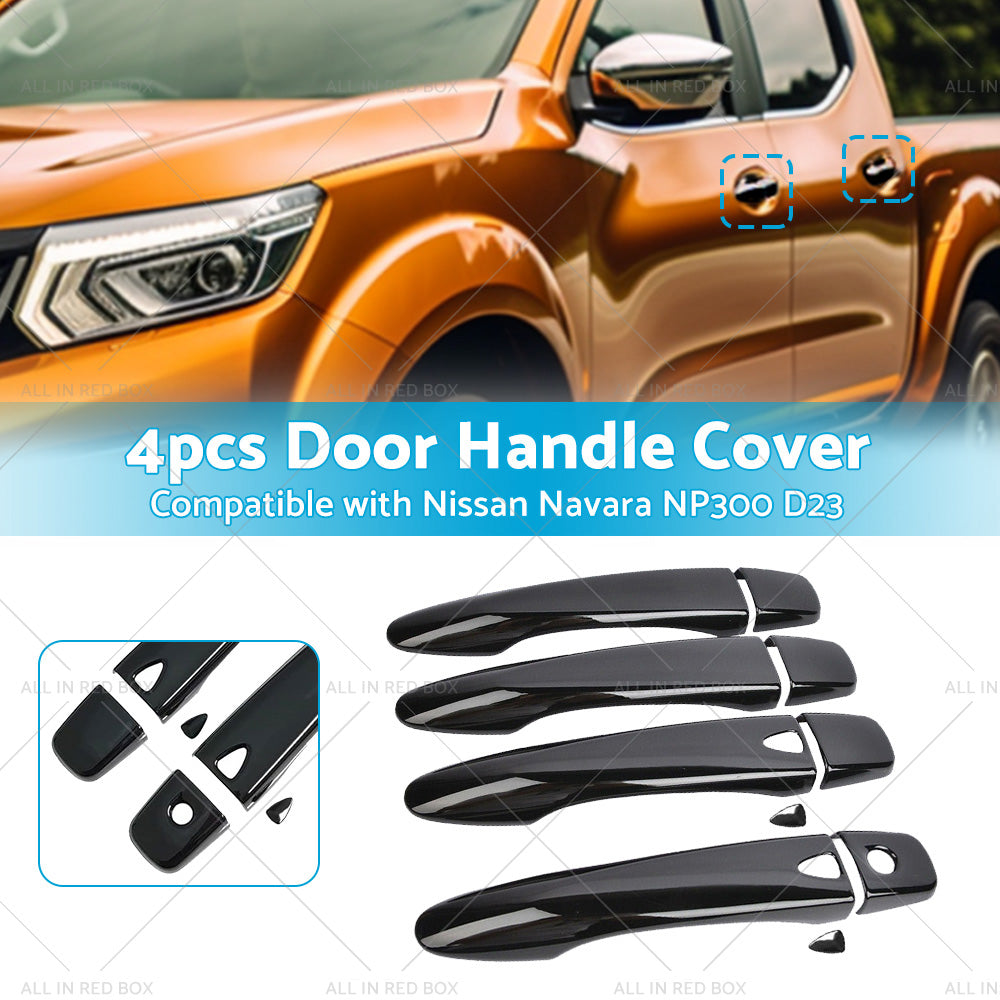 4PCS Black Door Handle Cover Suitable for Nissan Navara NP300 D23 2015-Onwards-2