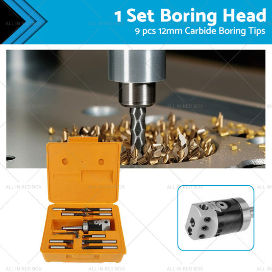 1 Set 12mm Boring Head and 9PCS 12mm Carbide Boring Tips with MT3 M12 1-1 or 2-18 Shank-0