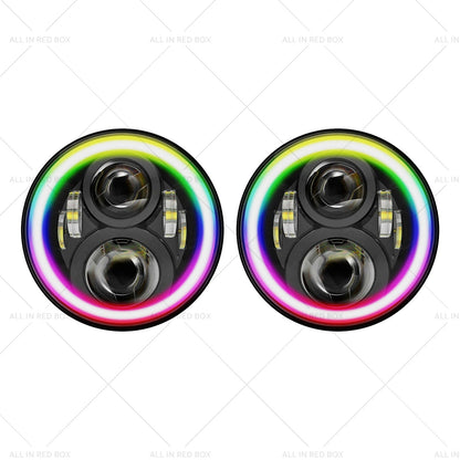 RGB Halo 7 inch LED Headlights Projector Hi Lo Beam DRL Suitable for Jeep GQ
