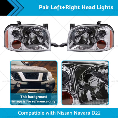 LeftRight Pair Light Front Lamp Head Lights Suitablefor Nissan Navara D22 01-15-1