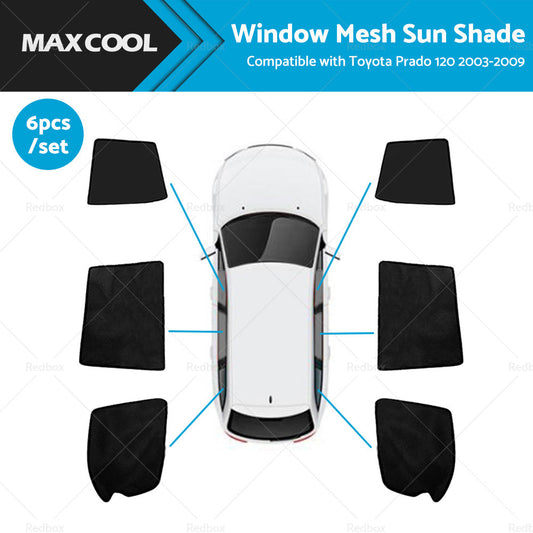 6x Foldable  Window Mesh Sun Shade Suitable For Toyota Prado 120 2003-2009-0