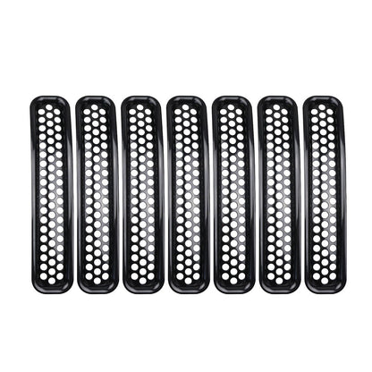 Front Mesh Grille Inserts Grill Cover Trim Suitable For Jeep Wrangler TJ 1997-2006-0