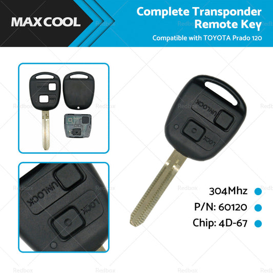 Complete Transponder Remote Key 304MHz Chip 60120 Suitable For TOYOTA Prado 120-0