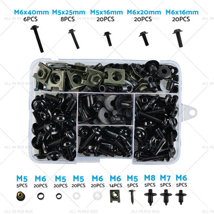 195PCS Motorcycle Fairing Bolt Body Screw Suitable For Kawasaki Ducati Honda-2