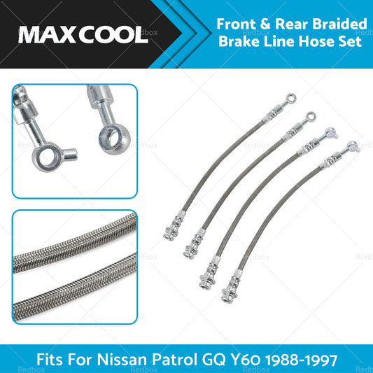 FrontRear Braided Brake Line Hose Set Fit Nissan Patrol GQ Y60 or Ford Maverick DA-0