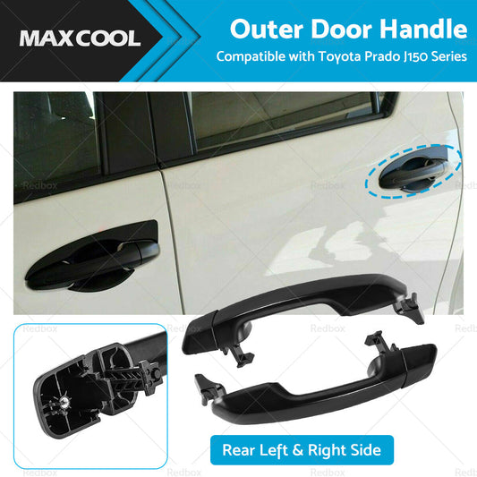 Pair REAR Outer Door Handle Black Suitable For Toyota Prado J150 Series 09-20-0