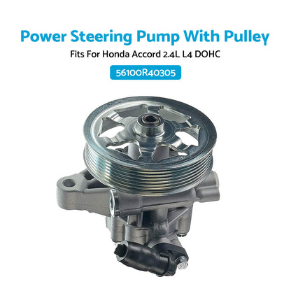 Power Steering Pump w Pulley Suitable for Honda Accord 2. 4L L4 DOHC 08-12 56100R40305-3