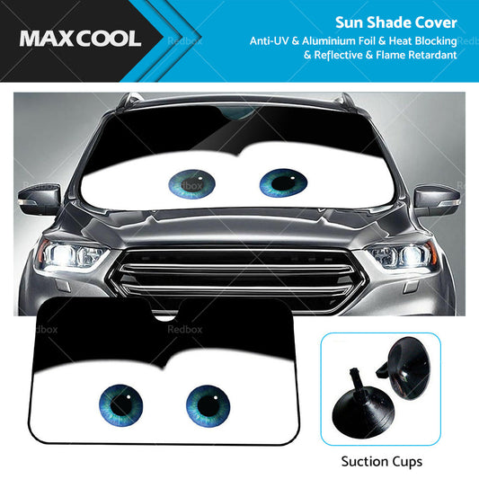 Black Eyes Car Windscreen Sun Shade Cover Anti-UV Aluminium Foil Heat Blocking-0