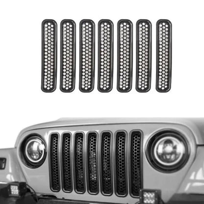 Front Mesh Grille Inserts Grill Cover Trim Suitable For Jeep Wrangler TJ 1997-2006-2