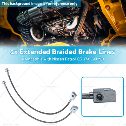 2x Extended Braided Brake Lines Suitablefor Nissan Patrol GU Y61 GQ Y60 2-6inchLift-2