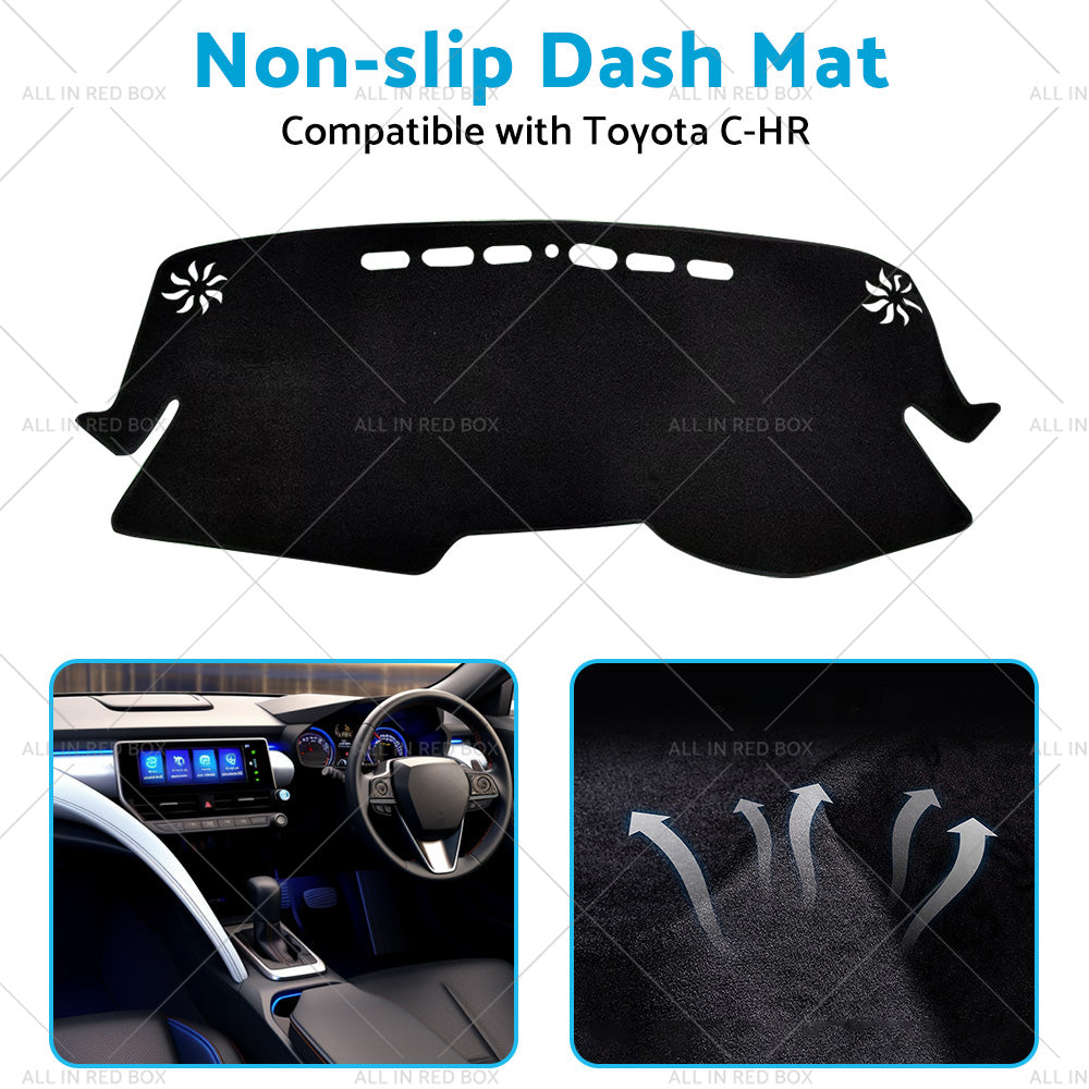 Non Slip Dash Mat Dashboard Cover Suitable For Toyota CHR C-HR 2016-2019 Black-4