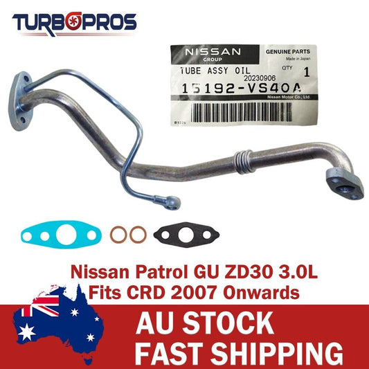 Genuine Turbo Oil Feed&Return Pipe+Gaskets for Nissan Patrol GU 3.0L CRD 2007-