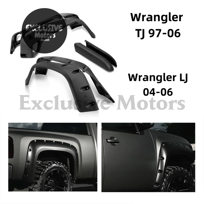 Fender Flares For Jeep Wrangler Tj (1997-2006) & Lj (2004-2006) - 6’’ Wide Extended Style Wheel