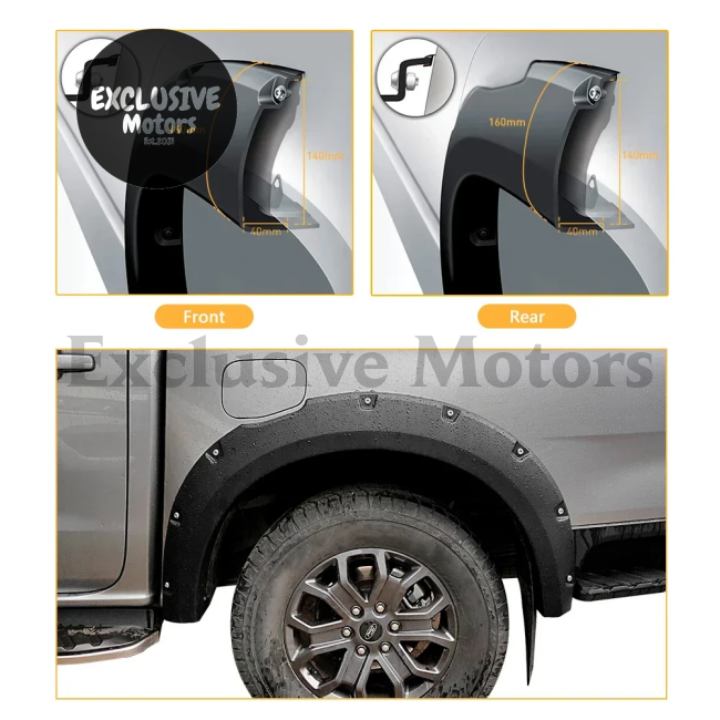 Offroad Style Fender Flares Wheel Arch For Ford Ranger (2022-2023 + ) - Next Gen Wildtrak Sport Xlt