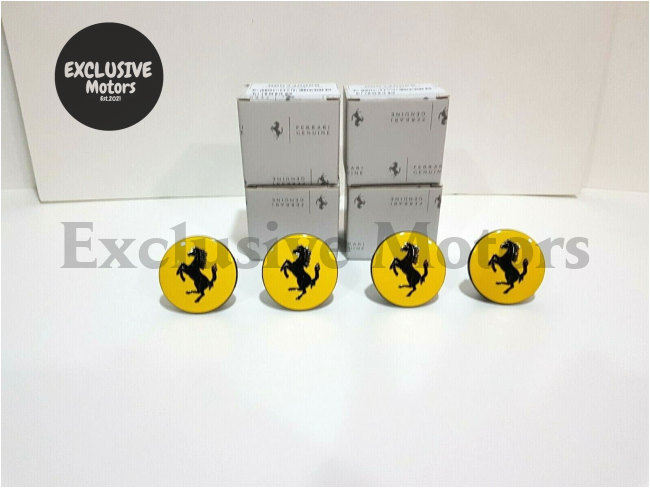 Ferrari Yellow Center Wheel Caps Set (X4)