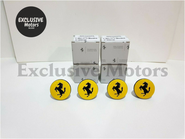 Ferrari Yellow Center Wheel Caps Set (X4)