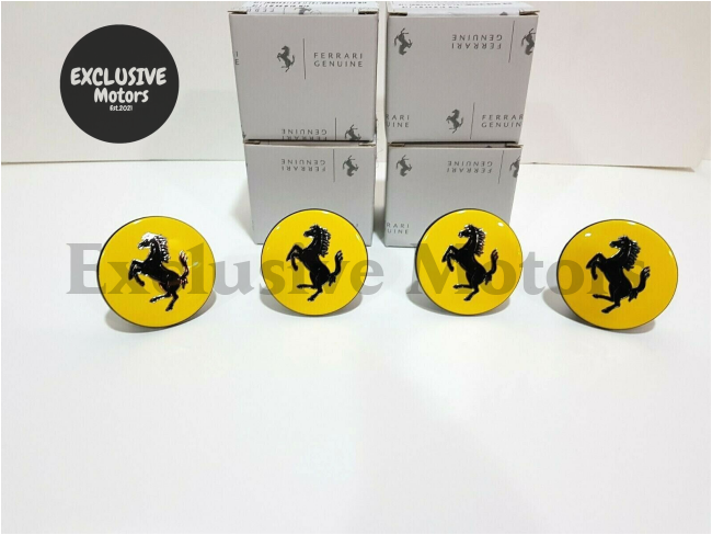 Ferrari Yellow Center Wheel Caps Set (X4)