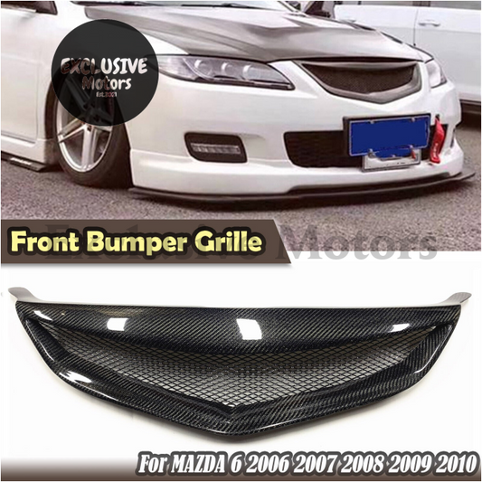 Front Bumper Grille for Mazda 6 (2006-2010) Black Carbon Fiber Style