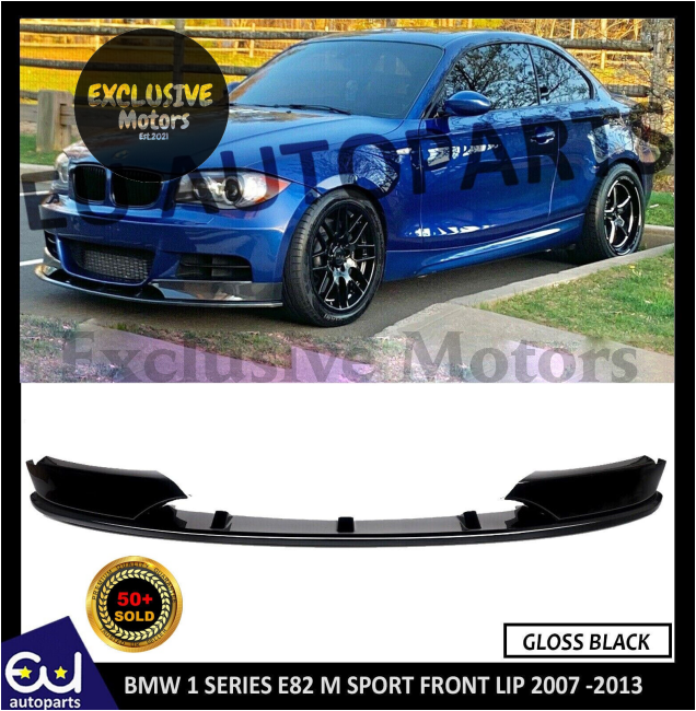 Gloss Black Front Bumper Splitter Lip for BMW 1 Series E82 M Sport (2007-2013)