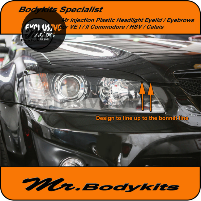 Gloss Headlight Eyebrows for Holden VE Commodore, Calais, HSV