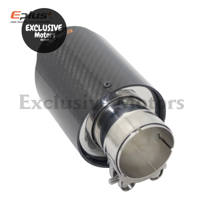 Glossy Carbon Fiber Exhaust Tip For Universal Mufflers 63Mm