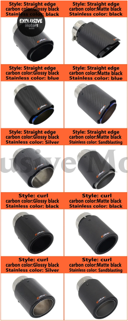 Glossy Carbon Fiber Exhaust Tip For Universal Mufflers 63Mm