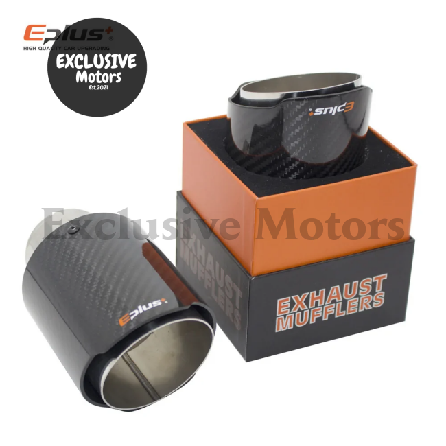 Glossy Carbon Fiber Exhaust Tip For Universal Mufflers 63Mm